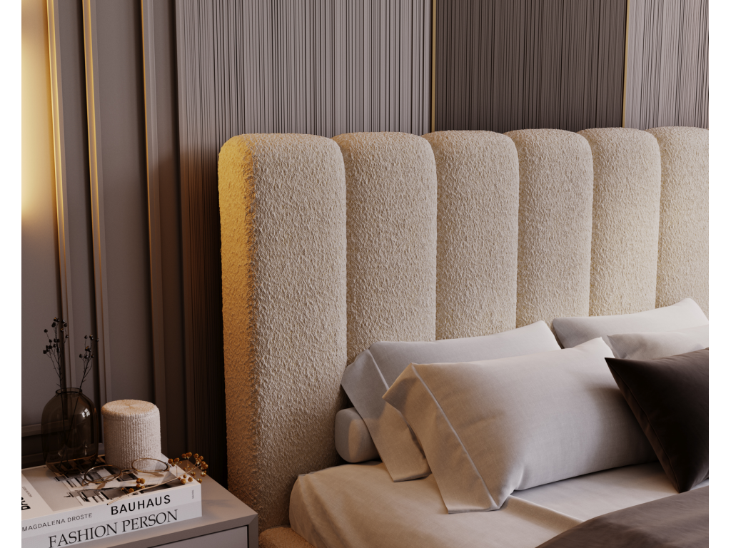 Zensova Lit 200x200 Zensova - Lit Rembourré avec Rangement Zensova à Zensova Lit adulte 200x200 bouclé - Beige Anthology 3 ZKBQ94516