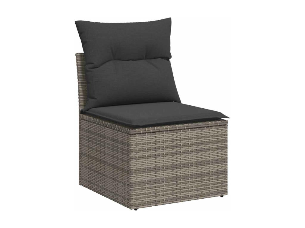 Salon de jardin avec coussins 9 pcs gris résine tressée Zensova YYAS72765