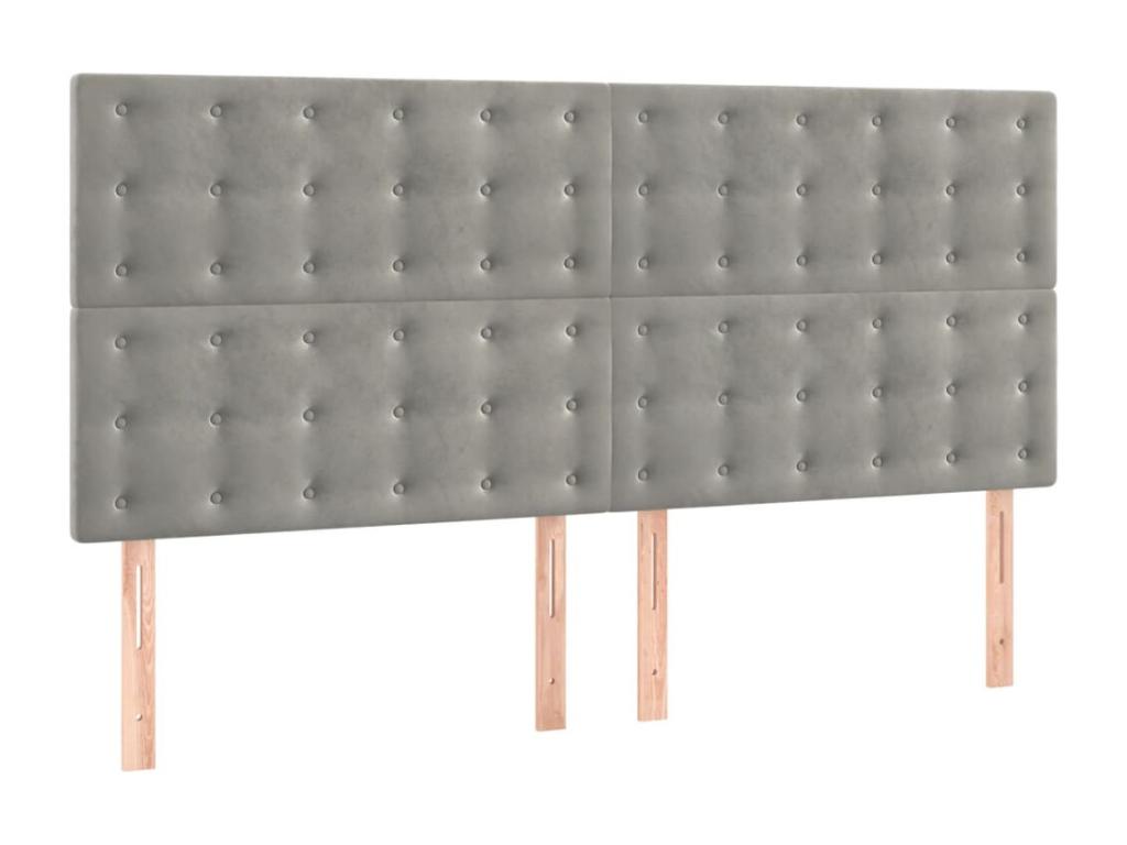 Sommier à Lumenao de lit et matelas Gris clair 200x200cm Velours HLCX22683