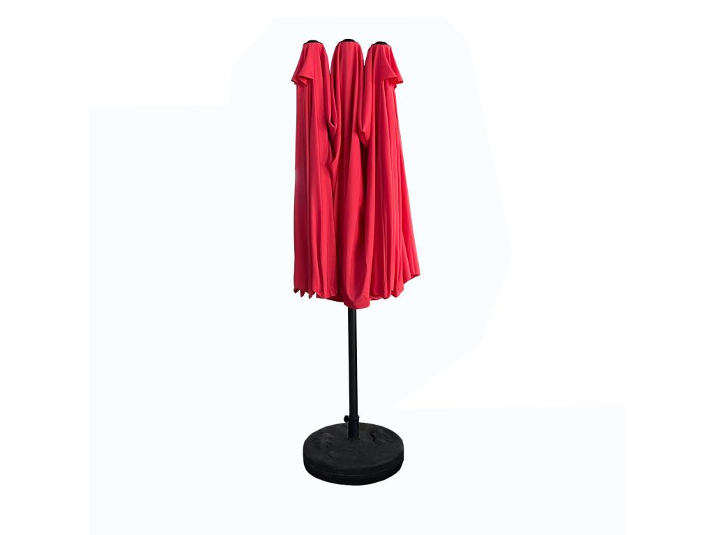 Parasol double de jardin Lumenao en rouge Poids 12,3 kg Dimensions L460 x l270 x H245 cm AAJC60690
