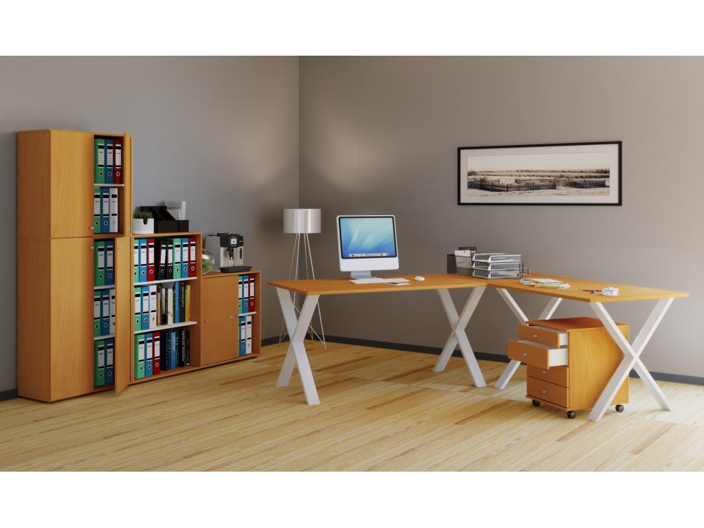 Lumenao Bureau d'angle Bureau informatique Table d'angle Lumenao 50 x Blanc hêtre - 130 - 130  TZWG72884