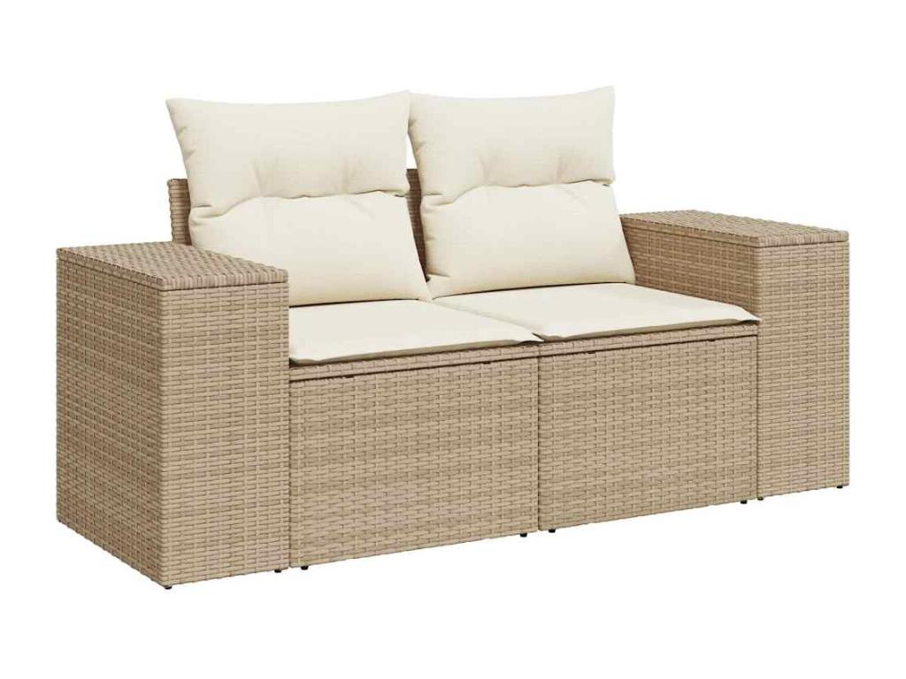 Salon de jardin avec coussins 7 pièces beige résine tressée EQTQ63078