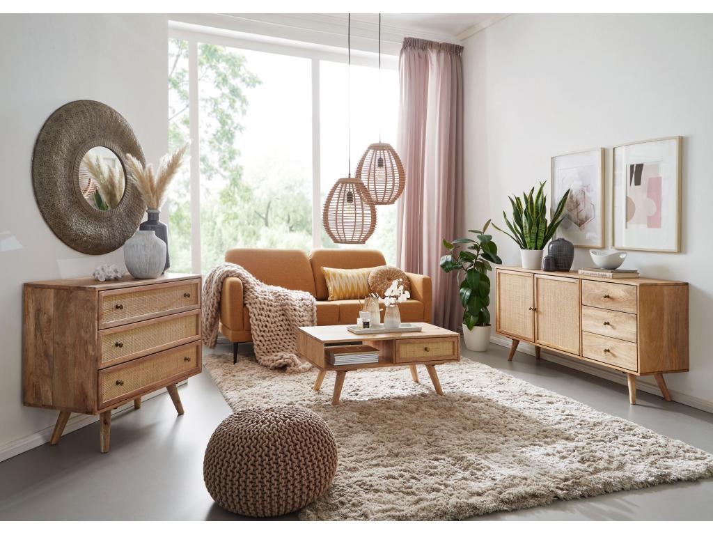 Table basse design 90x40x45 cm Table de salon en bois massif Table basse CQTM80493