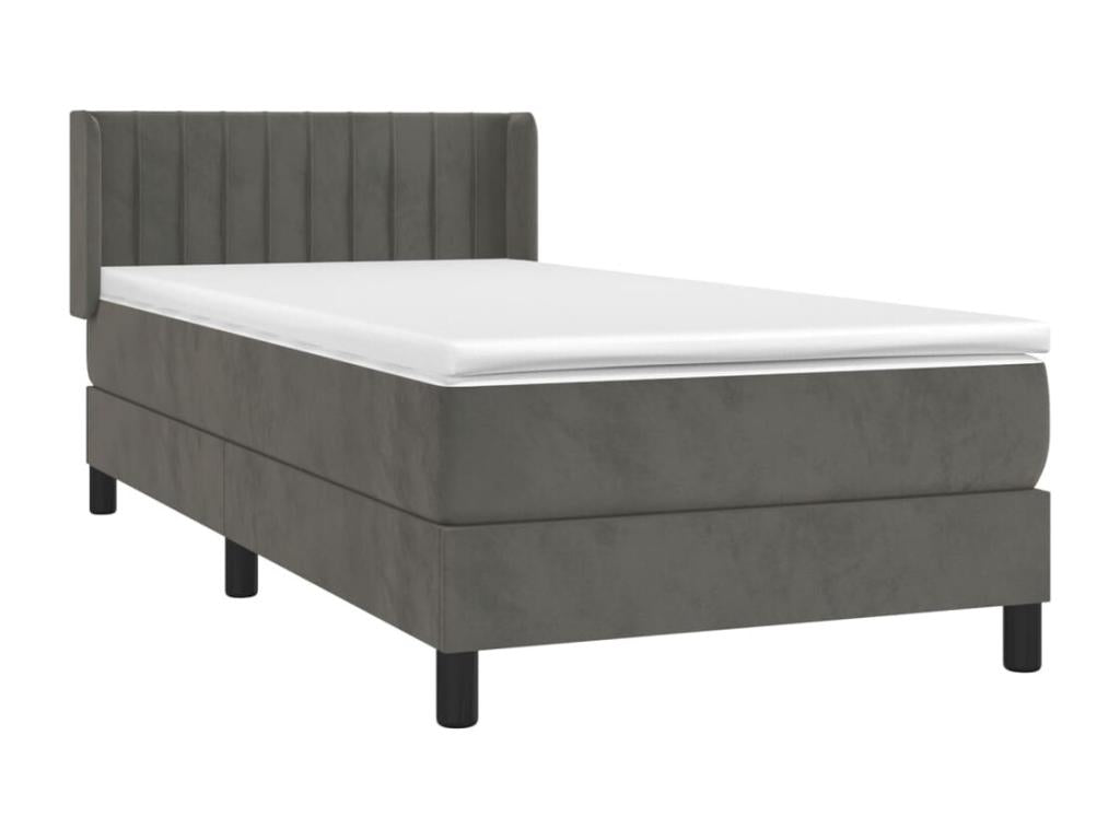 Lit à Zensova tapissier et matelas Gris foncé 90x190 cm Velours IIMH37601