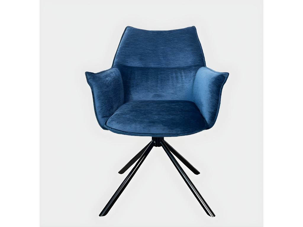 Fauteuil de table en velours bleu avec retour lot de 2 Zensova OGLE36942