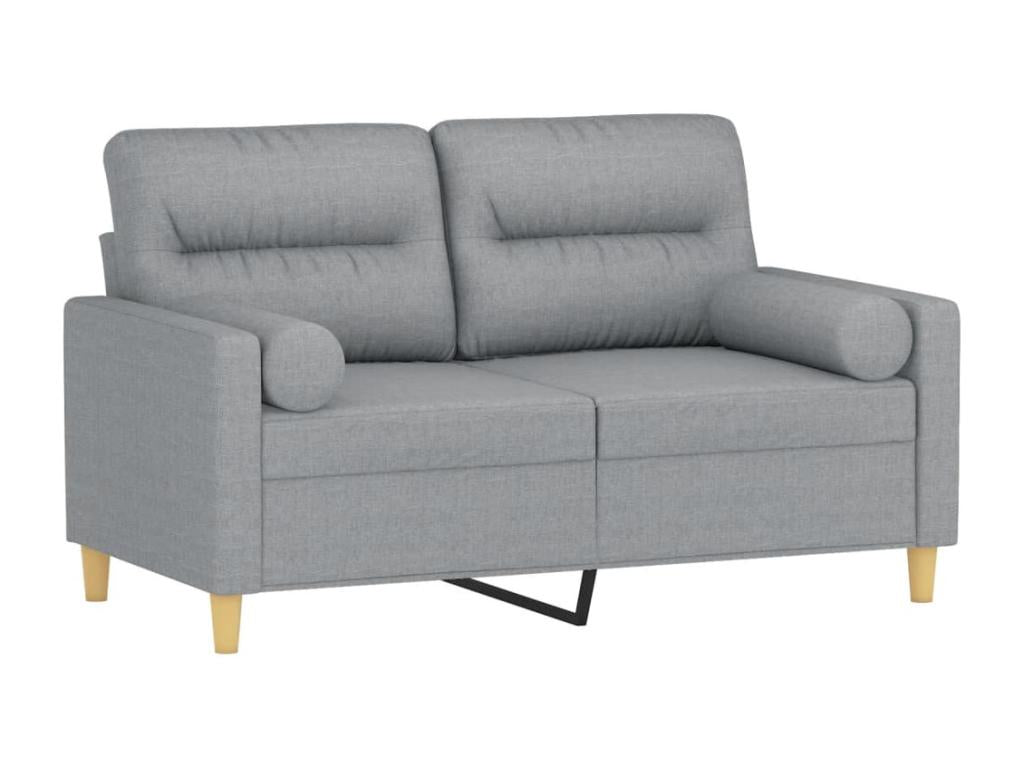 Canapé 2 places avec oreillers gris clair 120 cm tissu PARF24995