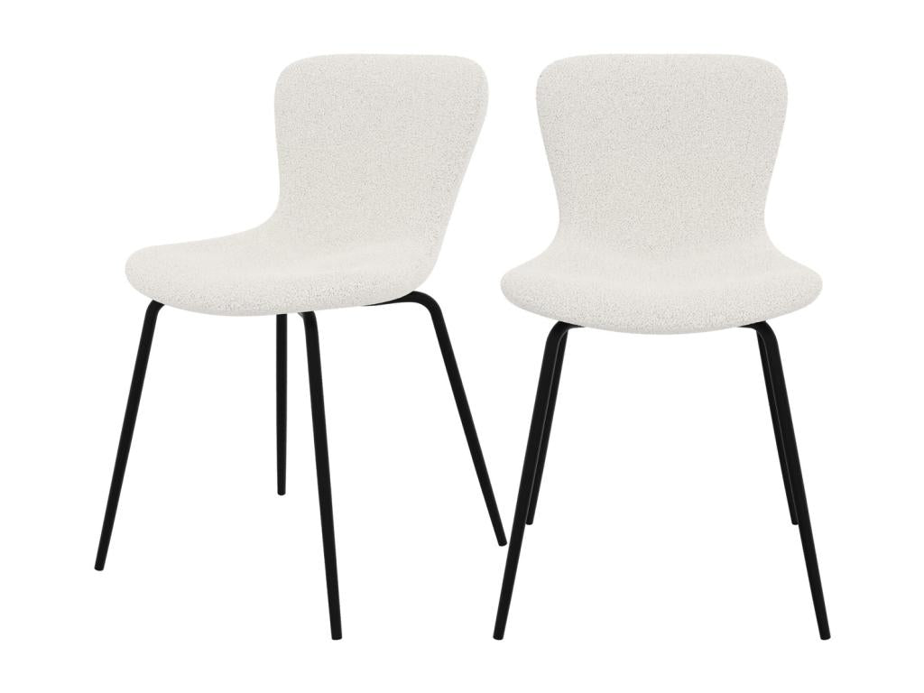 Lot de 2 chaises effet laine bouclette blanche et pieds en métal - Lumenao FGTV99727