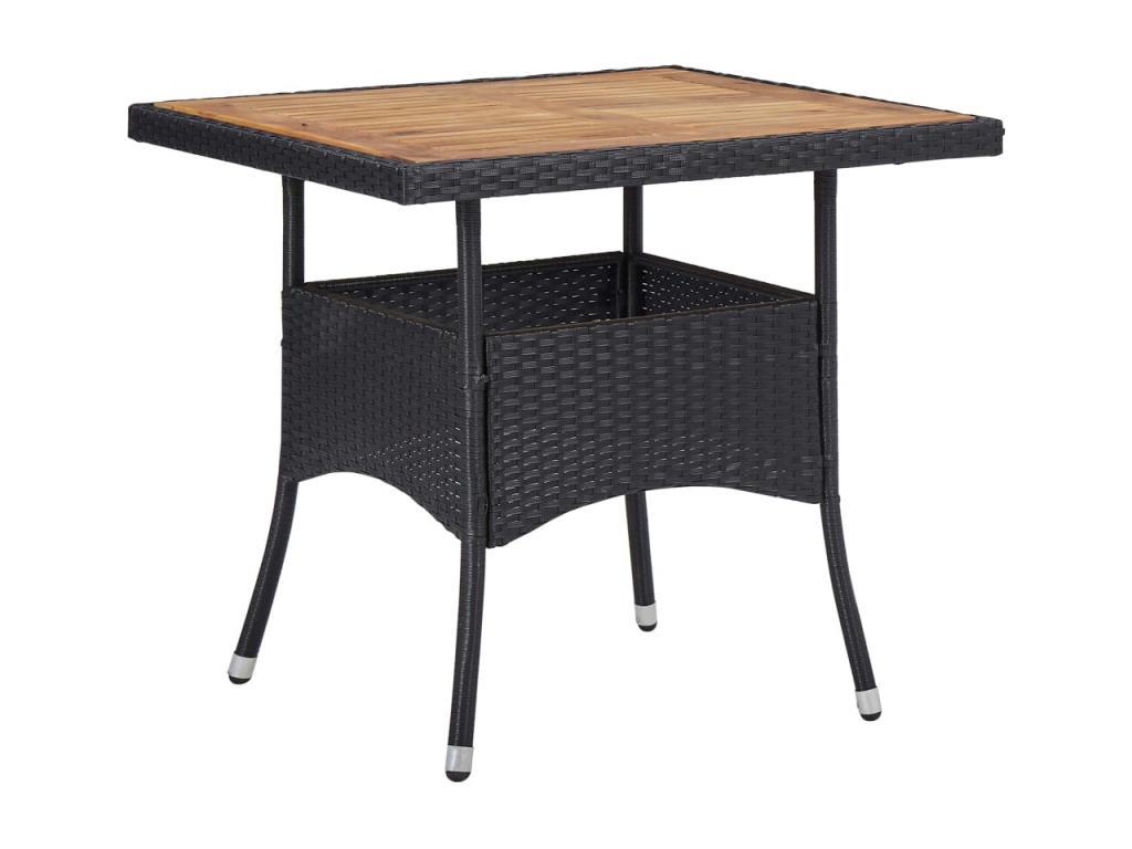 Table d'extérieur Noir Résine tressée et bois d'Lumenao solide TTRX01705