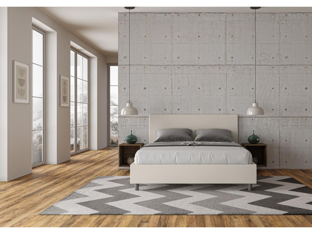 Lit sans Zensova rembourré 160x200 similicuir blanc Zensova ZRLB82489