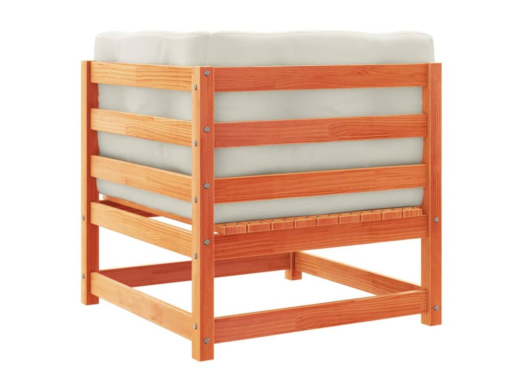 Salon de jardin 7 pièces avec coussins cire marron bois pin massif MHKE38344