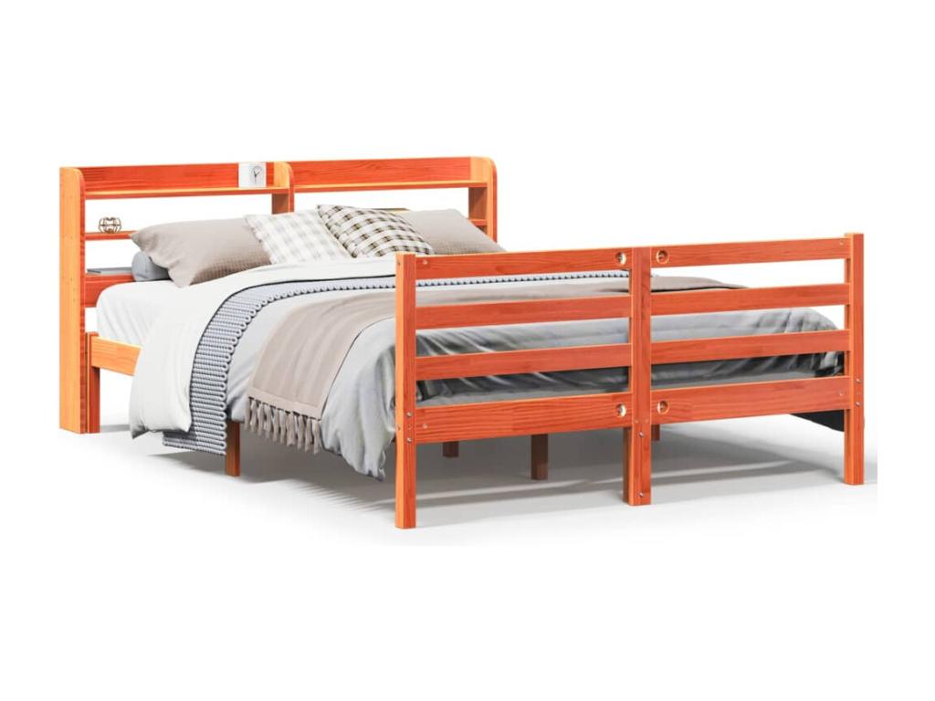 Cadre de lit sans matelas cire marron 120x200cm bois pin massif YHPY56300