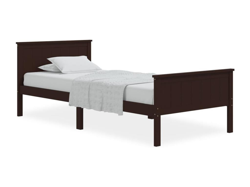 Cadre de lit Marron foncé Bois de pin massif 100x200 cm SYXA56156