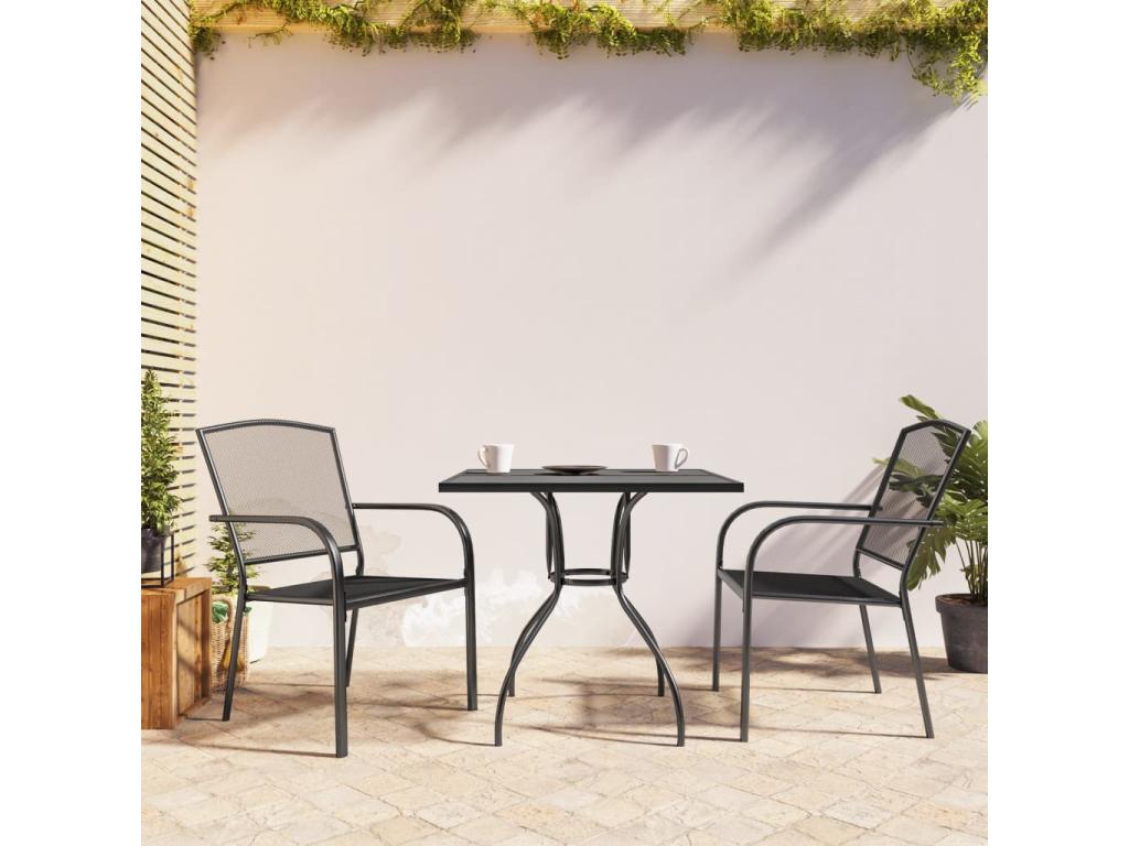 Ensemble à manger de jardin 3 pcs anthracite acier DSRZ94953