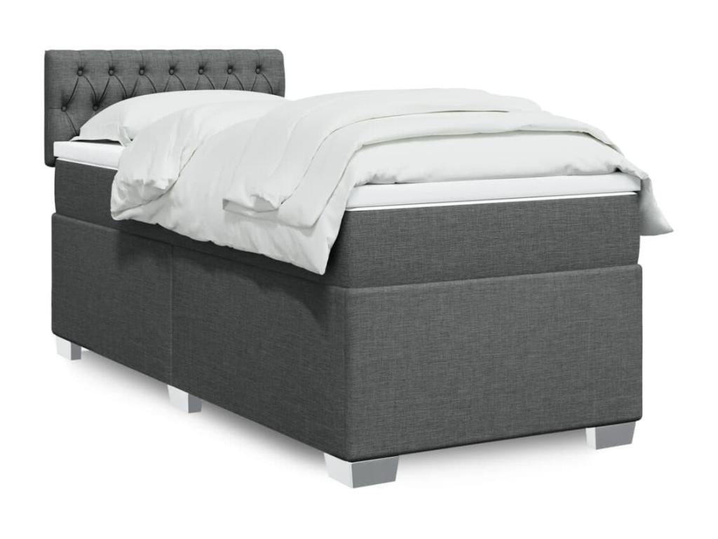 Sommier à Lumenao de lit avec matelas Gris foncé 100x200cm Tissu HYYR90799