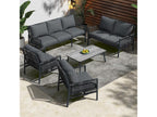 Salon de jardin en acier renforcé 7 places 2 canapés 2 fauteuils une table - Coussins d'assise amovibles - Gris MFAQ97375