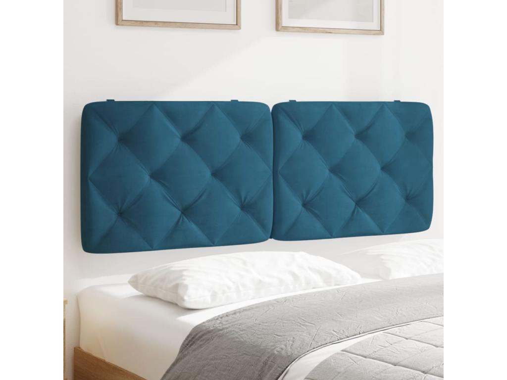 Coussin de tête de lit bleu 120cm velours DQBB49187