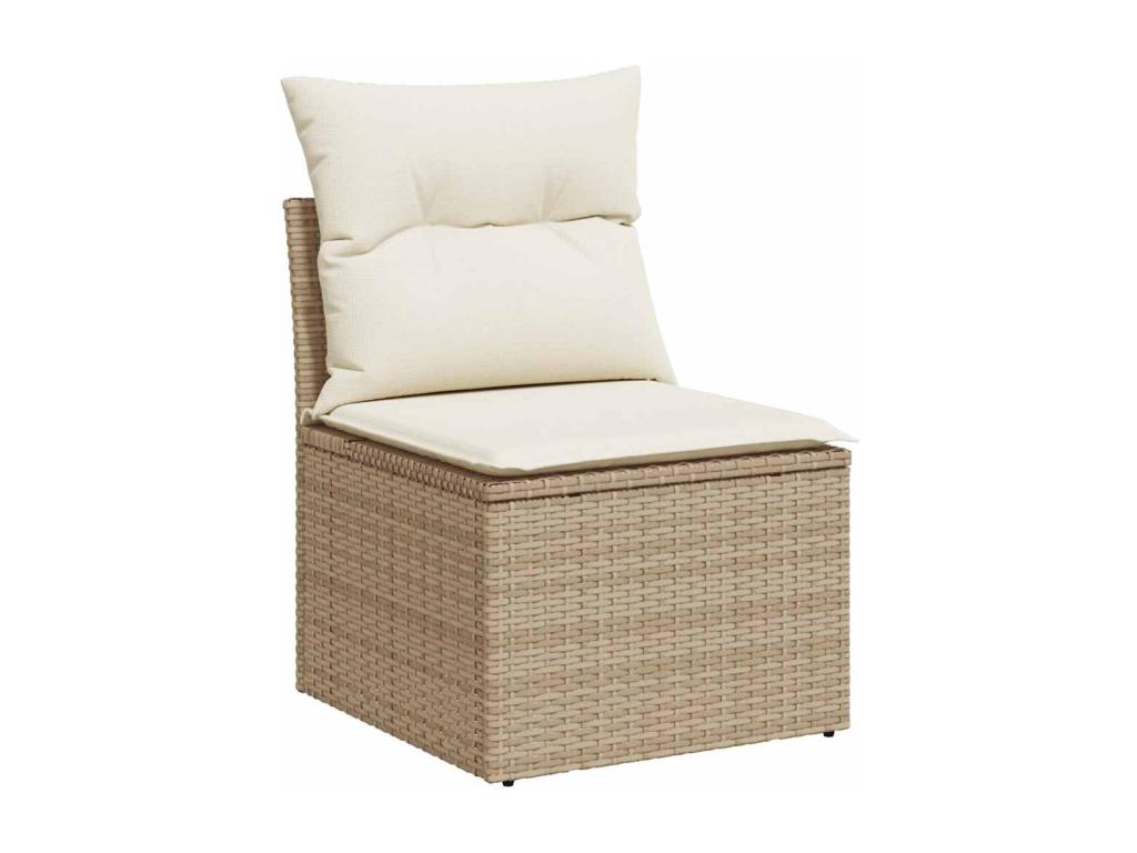 Salon de jardin avec coussins 7 pièces beige résine tressée MZOD06191