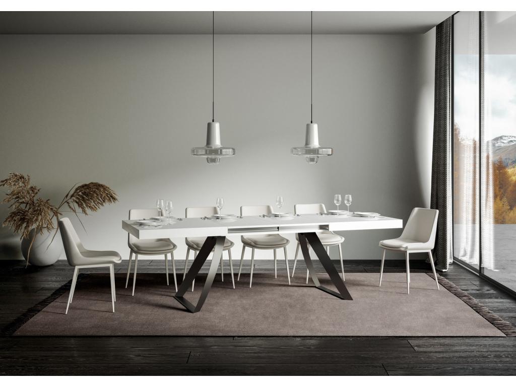 Table extensible 90x160/ 420 cm Proxy Frêne Blanc cadre Anthracite KDUT28645