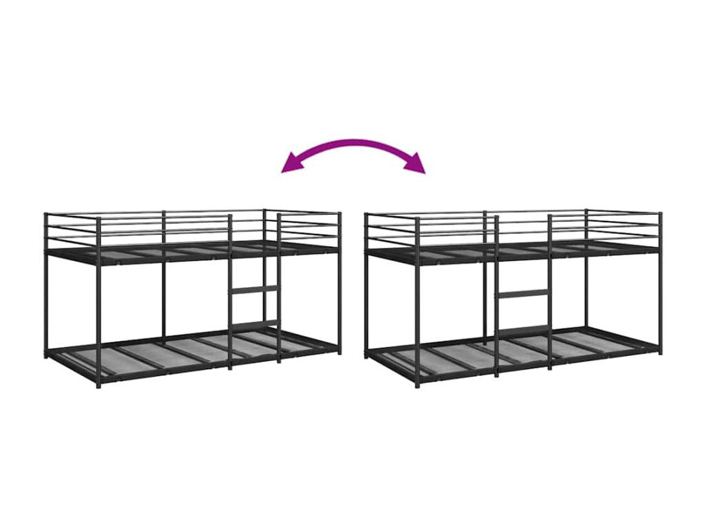 Lit superposé sans matelas noir 80x200 cm acier BJDH54155