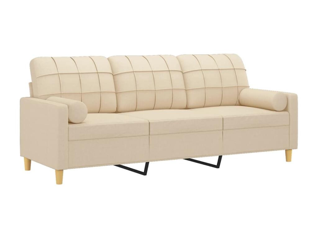 Canapé 3 places avec oreillers décoratifs crème 180 cm Zensova ALXX49032