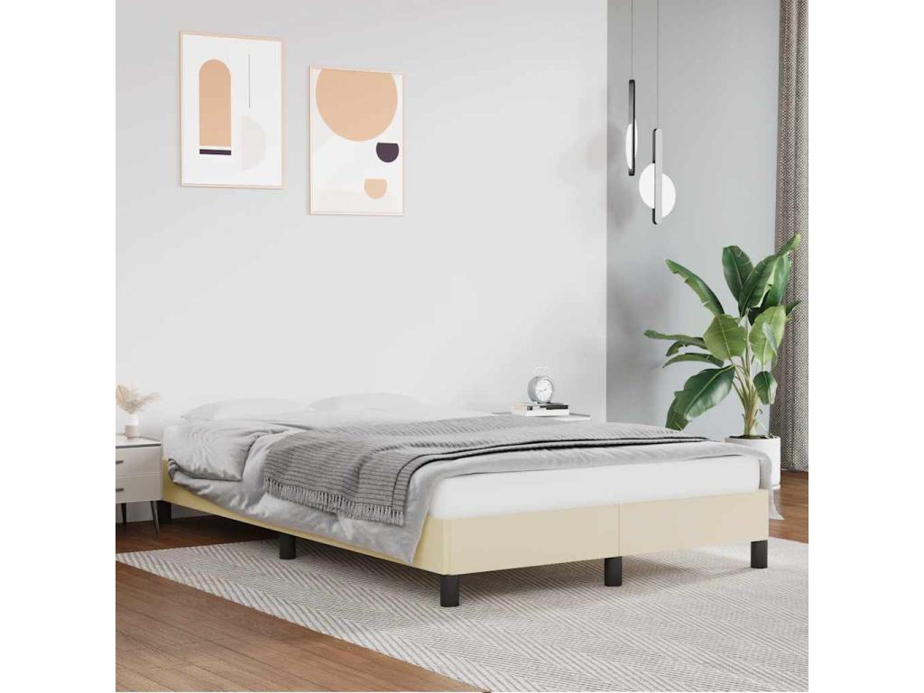 Cadre de lit sans matelas crème 120x190 cm similicuir ADHP95492