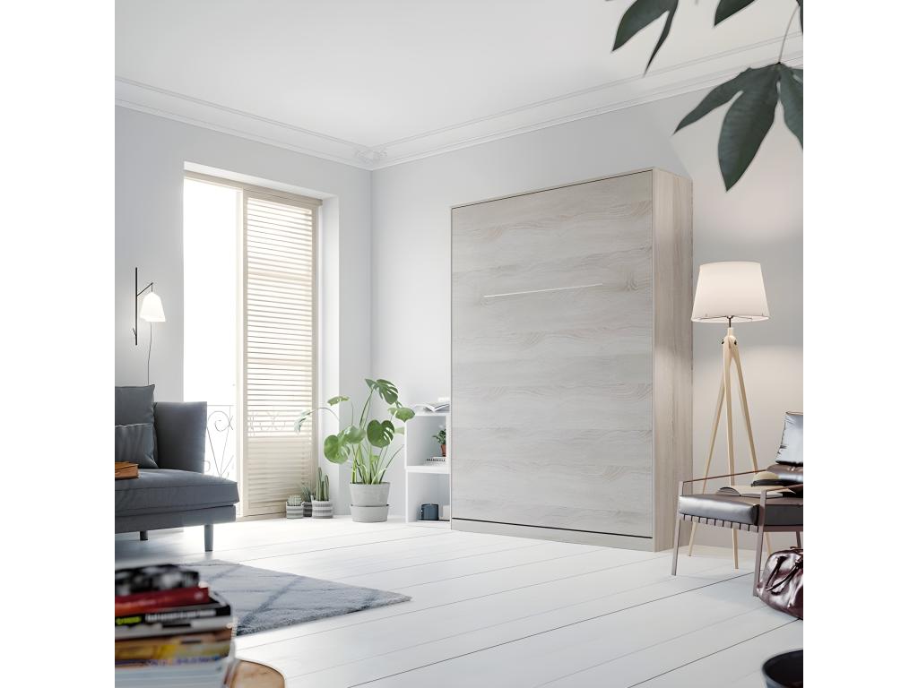 Armoire Lit escamotable 140x200cm Lit Rabattable Lit Mural Lumenaoérieur Vertical Chêne Lumenao /Chêne Lumenao VOPT52001