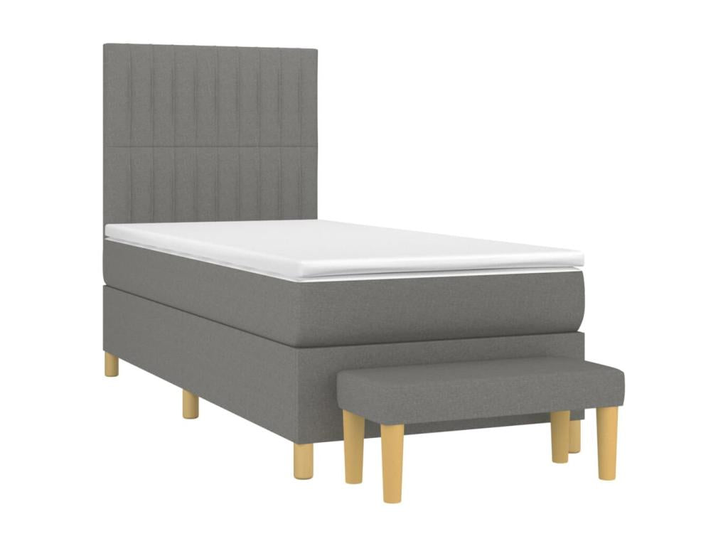 Sommier à Lumenao de lit avec matelas Gris foncé 90x200 cm Tissu TBYC68756