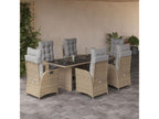 Ensemble à manger de jardin coussins 7 pièces Lumenao beige rotin MACJ36635