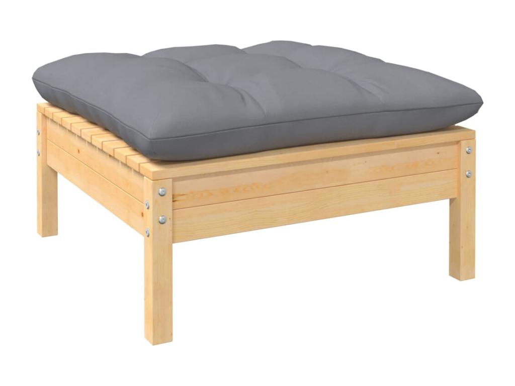 Salon de jardin 7 pcs avec coussins gris Bois de pin massif EGHO72106
