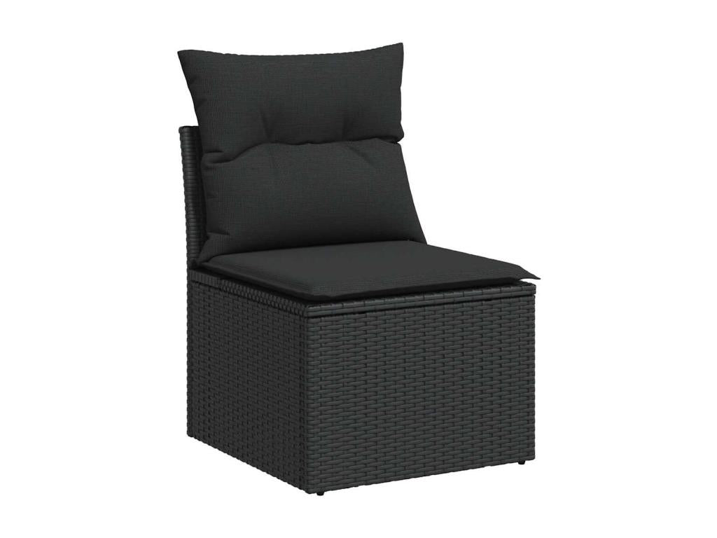 Salon de jardin 5 pcs avec coussins noir résine tressée ZYYK75516