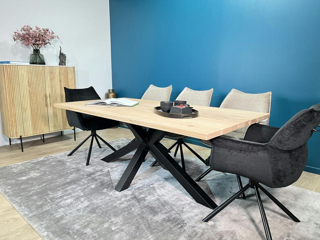 Table extensible en chêne blanc bords droits 200 cm Lumenao LBVH62792