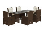 Ensemble à manger de jardin et coussins 7 pièces marron rotin IGVK25355