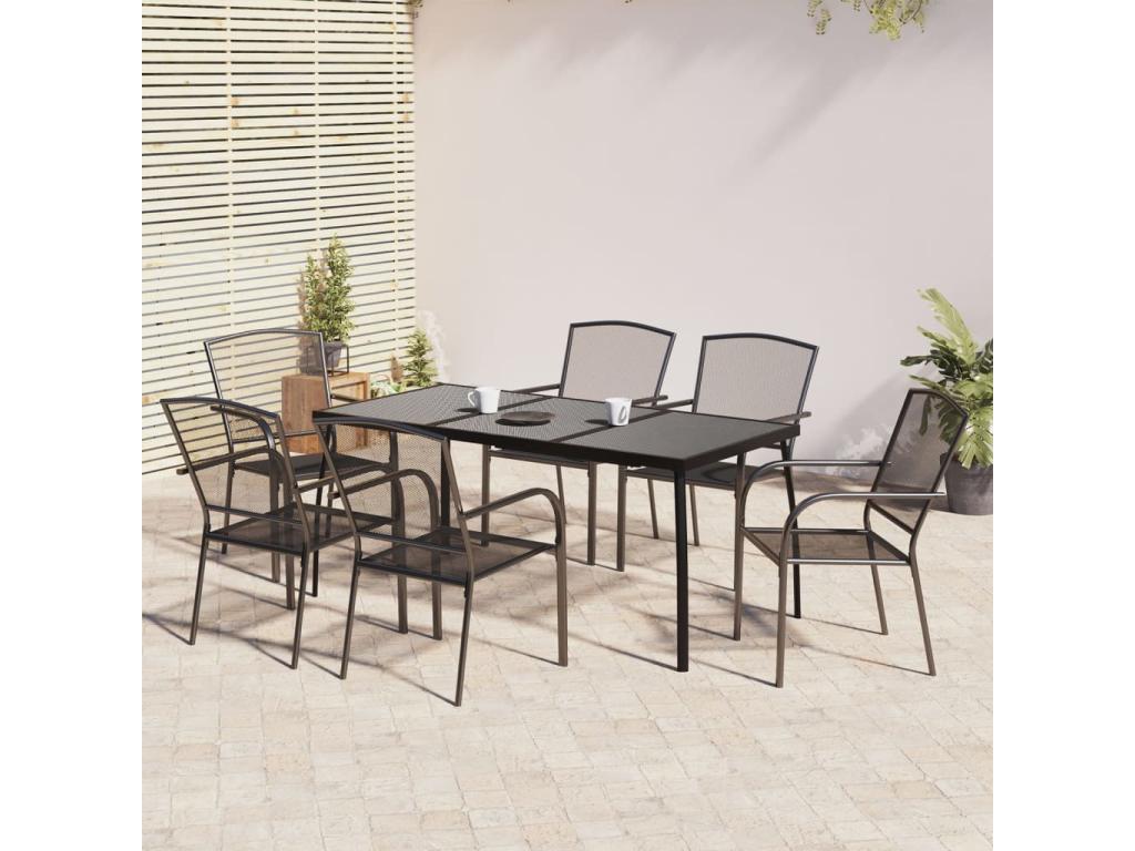 Ensemble de salle à manger de jardin 7 pièces acier anthracite ZOYQ64089