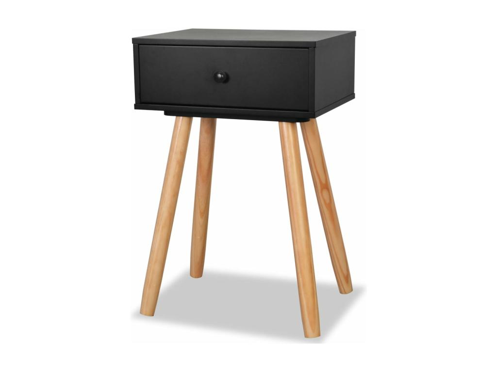 Table de chevet 2 pièces Bois de pin massif 40x30x61 cm Noir FAGR45748