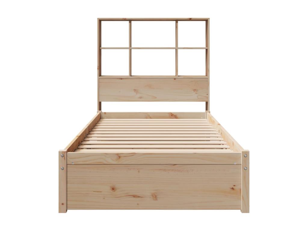 Lit bibliothèque sans matelas 75x190 cm bois de pin massif WRMQ32980