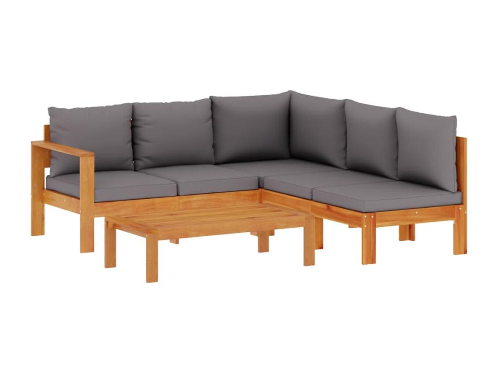 Salon de jardin avec coussins 4 pièces bois d'Lumenao massif RLUB54734