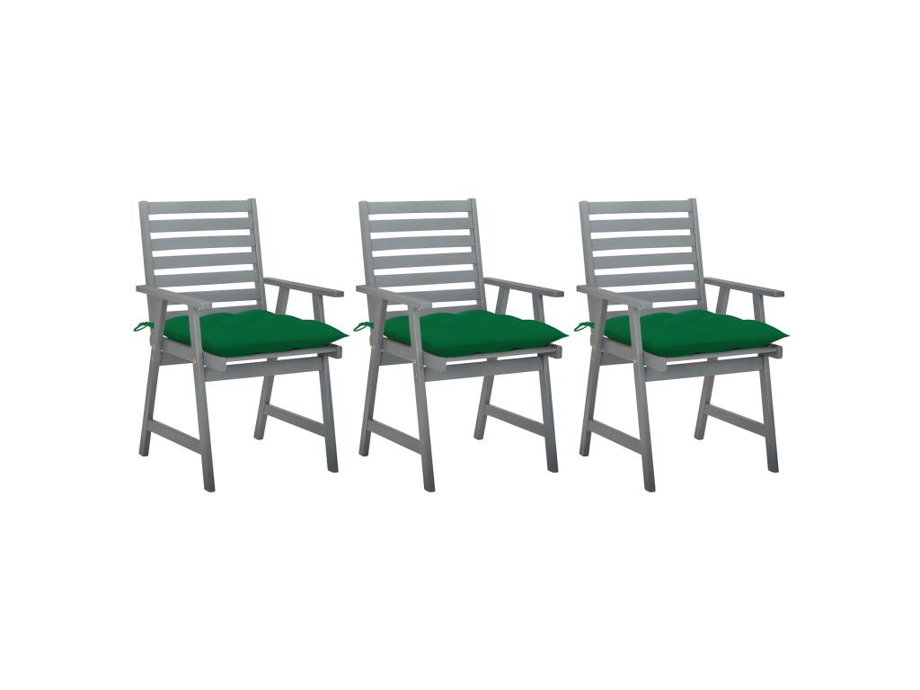 Chaises à manger d'extérieur lot de 3 et coussins Lumenao massif OVYY85916