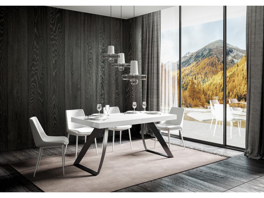 Table extensible 90x160/ 420 cm Proxy Frêne Blanc cadre Anthracite KDUT28645