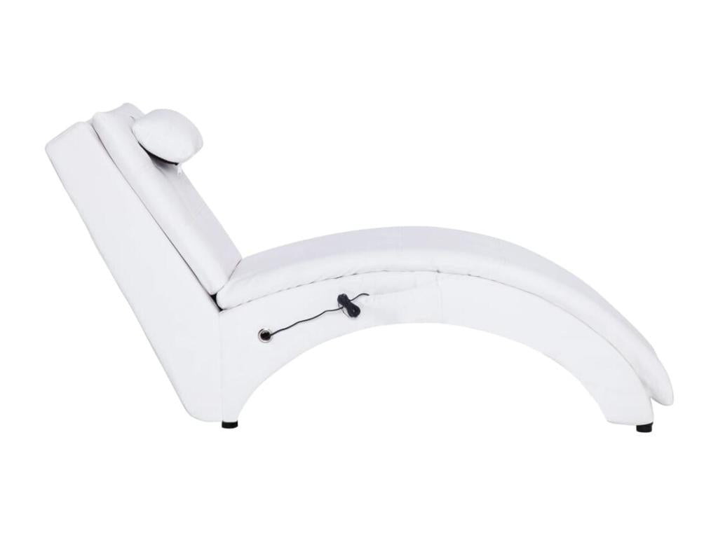 Ventoriq Premium - Chaise longue de massage avec oreiller Blanc Similicuir IGSH12419