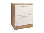 Table de chevet table de nuit avec 2 tiroirs coloris Blanc chêne Zensova UXIA03616