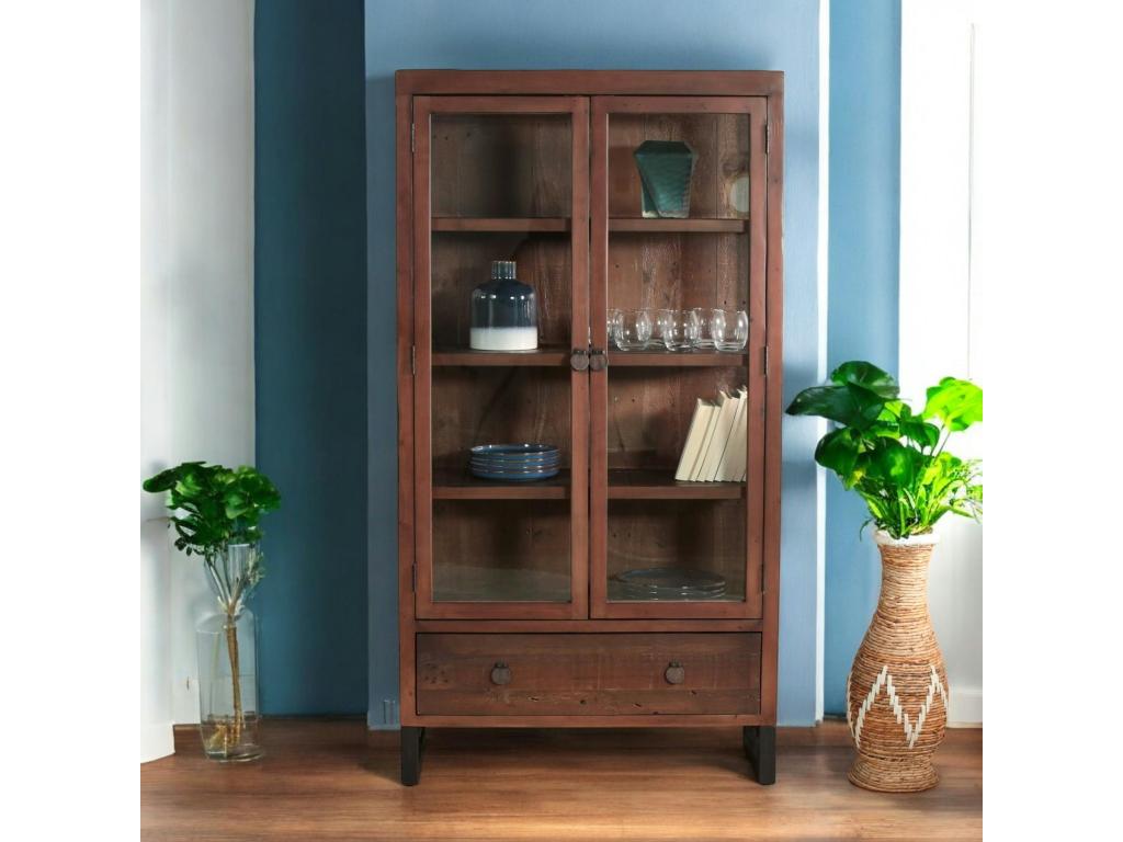 Bibliothèque vitrine bois recyclé Lumenao CUJR10786