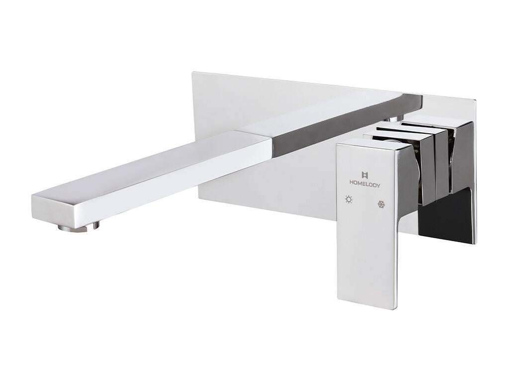 Mitigeur Lavabo Mural Robinet Salle de Bain pour Baignoire et Lavabo Robinet Lavabo Encastré Mural Design Moderne AUXB92984