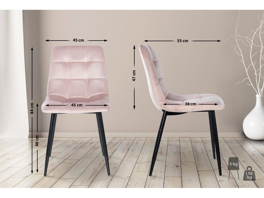 chaise salle à manger - Velours / Métal noir mat - Rose - Lumenao UDVW60441