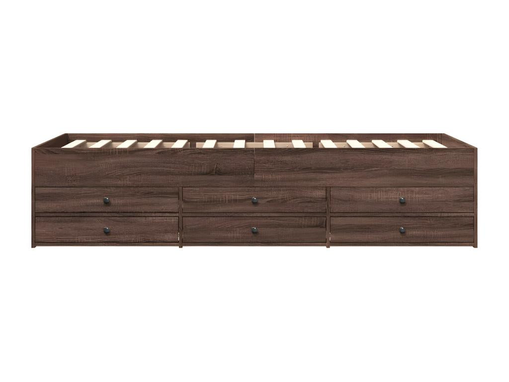 Lit de jour et tiroirs chêne marron 90x200cm bois d'ingénierie VLGT61639