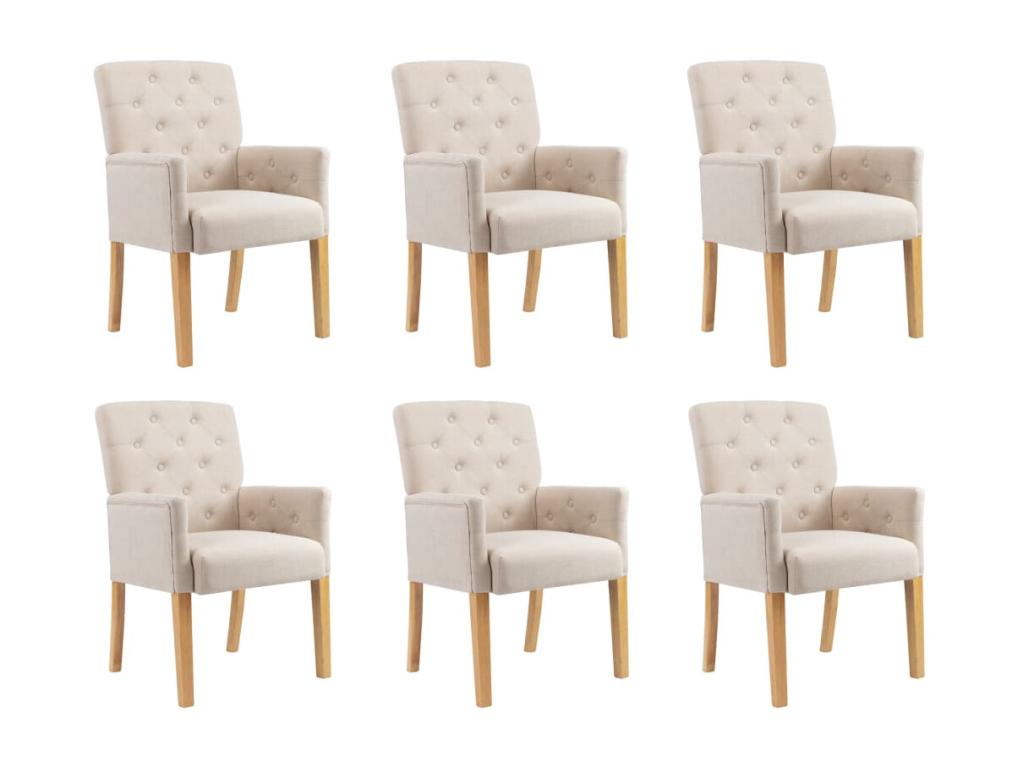 Chaises de salle à manger avec accoudoirs 6 pcs Beige Tissu CXXA93722