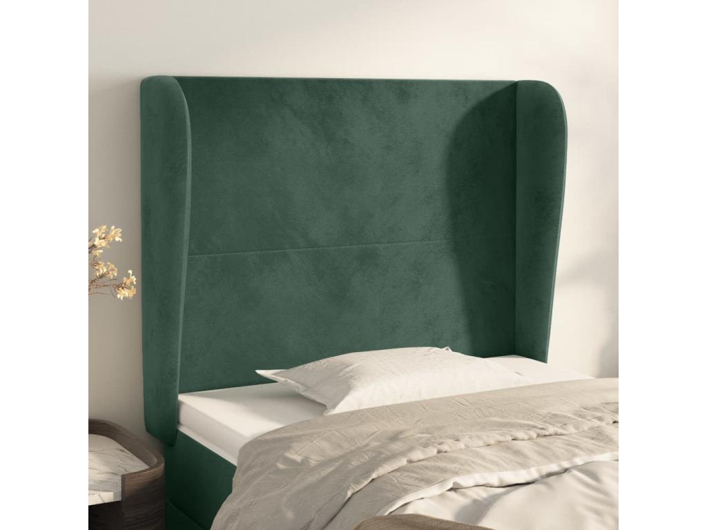 Tête de lit avec oreilles Vert foncé 83x23x118/ 128 cm Velours WSFQ32770