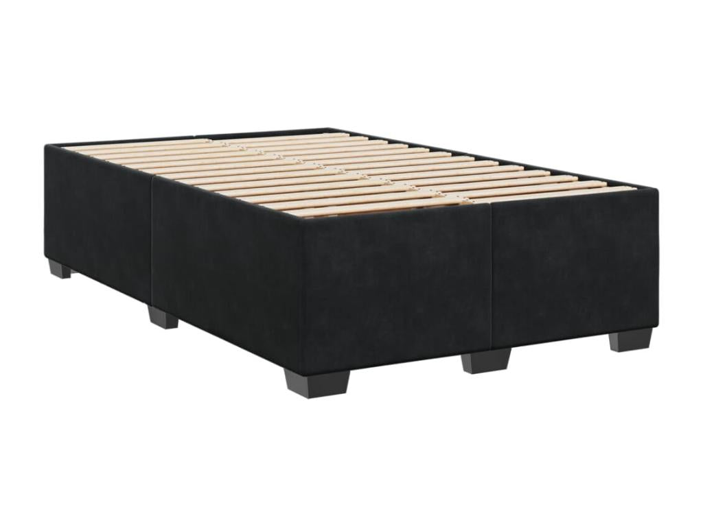 Sommier à Lumenao de lit avec matelas noir 120x190 cm velours PKQQ60784
