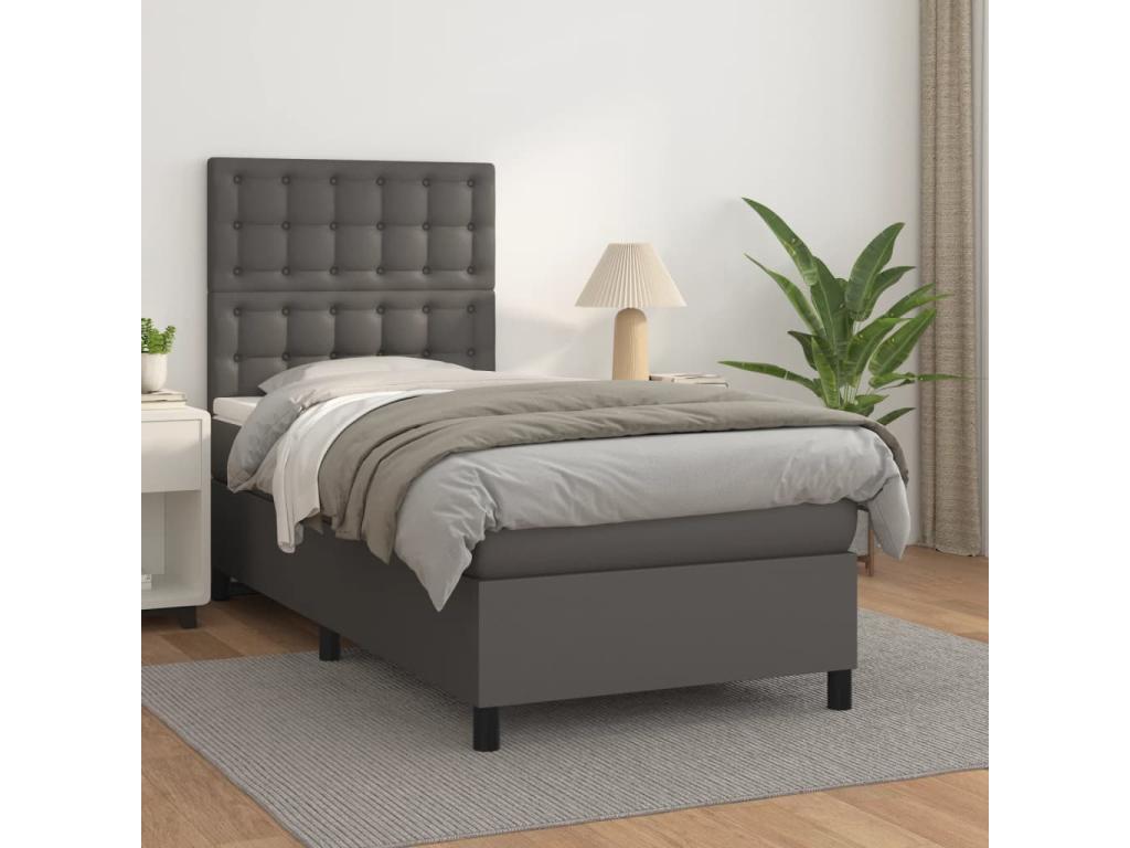 Zensova à Zensova de lit avec matelas Gris 90x190 Similicuir AETG52132