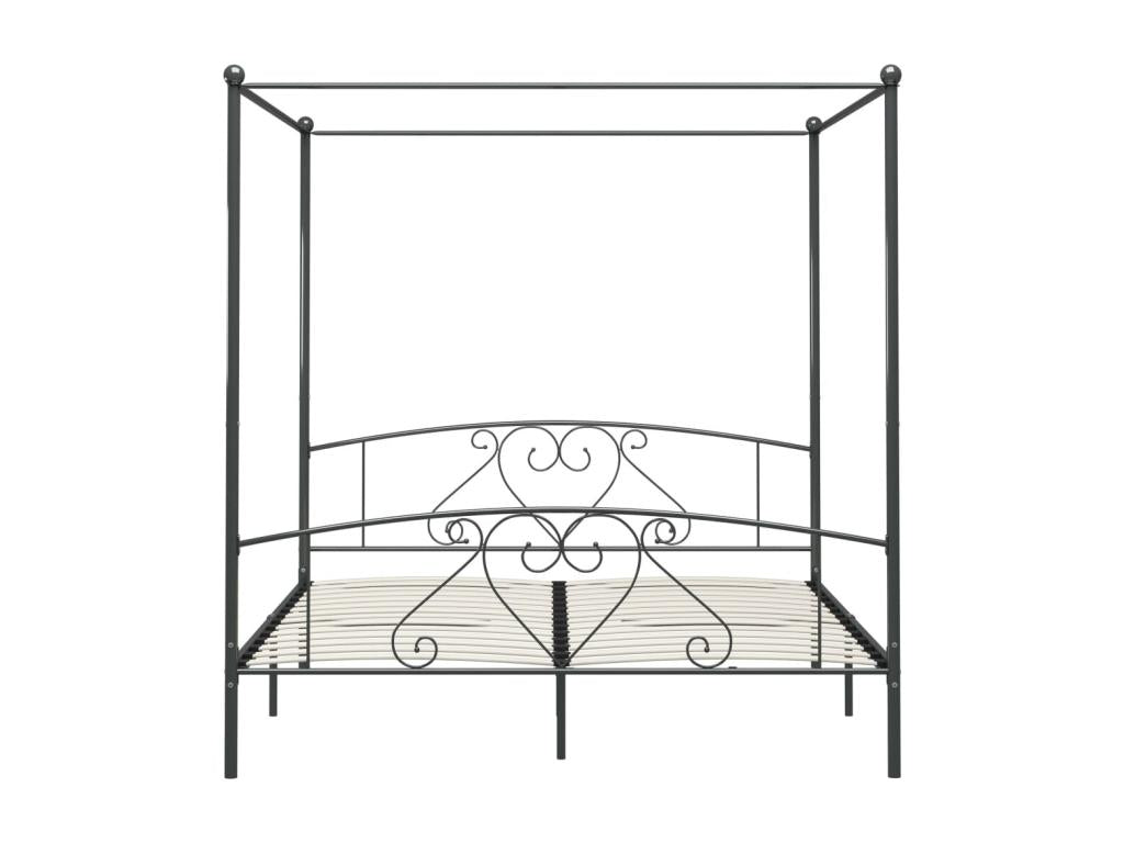 Cadre de lit à baldaquin sans matelas gris métal 180x200 cm HOPQ12138