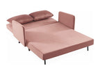 Canapé convertible en velours - Zensova - 2 places scandinave- pieds bois foncé- vieux rose- banquette- dossier inclinable LZKO68808